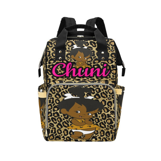 Gold Leopard Print Baby Diaper Bag Backpack