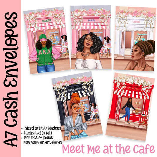Meet Me at the Cafe A7 Cash Envelopes
